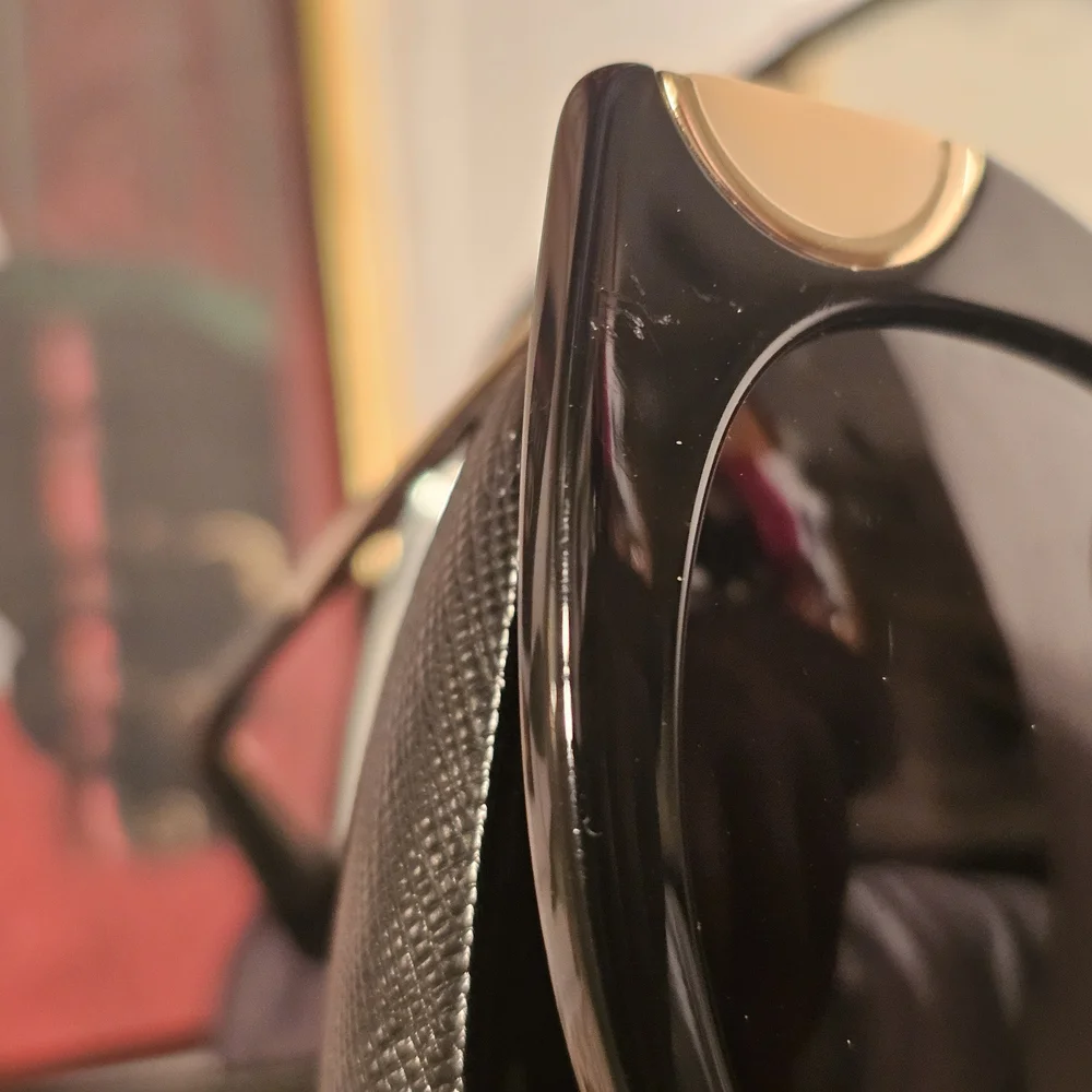 Authentic Salvatore Ferragamo Oval Black and Gold Oval Sunglasses - Picture 16 of 16